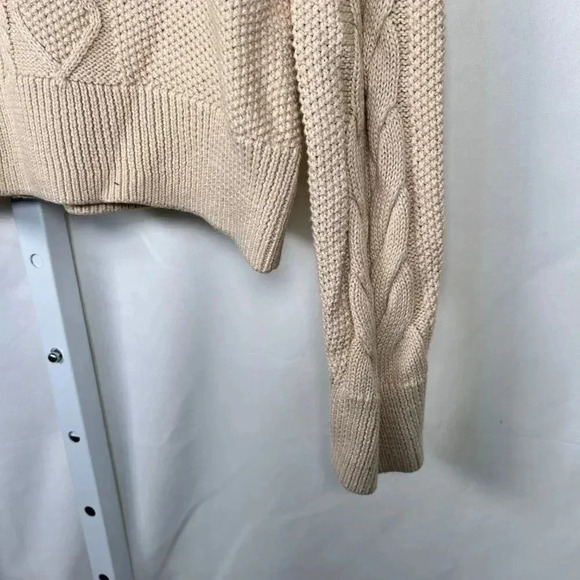 Cabi Size Large Sweater V Neck Cable Knit Cotton Neutral Preppy Streetwear - Picture 5 of 8